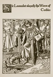 Sir Launcelot megöli Corbin férgét, illusztráció a Sir Launcelot és társai történetéből, 1907